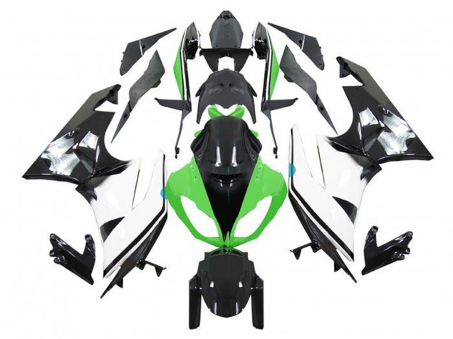 2009-2012 Kawasaki ZX6R Motorcycle Fairings - Green White Glossy Black Canada