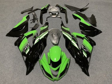 2013-2018 Kawasaki ZX6R Motorcycle Fairings Kit - Green Glossy Black Canada