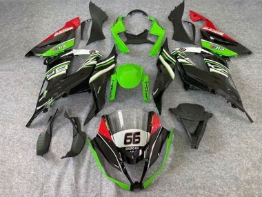 2013-2018 Kawasaki ZX6R Motorcycle Fairings - Green White Black Red Elf 66 Canada