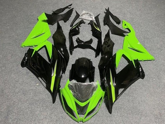 2013-2018 Kawasaki ZX6R Motorcycle Fairings - Light Green Glossy Black Canada