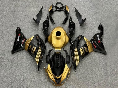 2013-2018 Kawasaki ZX6R Motorcycle Fairings - Gold Glossy Black Canada
