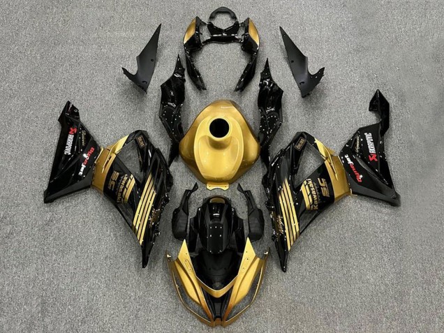 2013-2018 Kawasaki ZX6R Motorcycle Fairings - Gold Glossy Black Canada