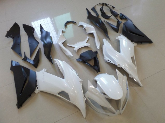 2013-2018 Kawasaki ZX6R Motorcycle Fairing - White Matte Black Canada