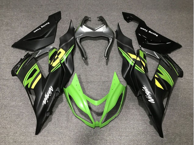 2013-2018 Kawasaki ZX6R Motorcycle Fairings - Matte Black Green Yellow Canada