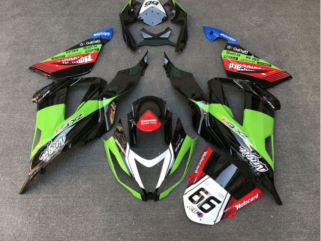 2013-2018 Kawasaki ZX6R Motorcycle Fairings - Green Black Red White Motocard 66 Canada