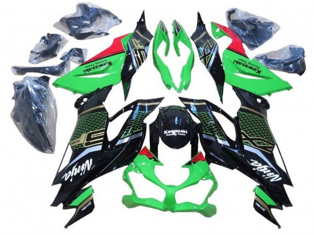 2019-2022 Kawasaki ZX6R Motorcycle Fairings - Green Red Glossy Black Honeycomb Canada