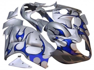 1996-2007 Suzuki GSXR1000 Motorcycle Fairings - Silver Blue Tribal Canada