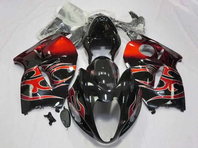 1996-2007 Suzuki GSXR 1300 Hayabusa Motorcycle Fairings - Glossy Black Red Tribal Canada