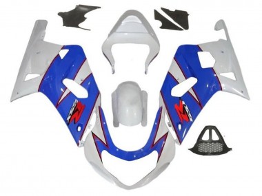 2000-2002 Suzuki GSXR1000 Motorcycle Fairings - White Blue Red Pinstripe Canada