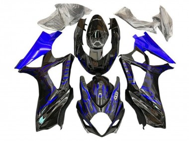 2005-2006 Suzuki GSXR 1000 Motorcycle Fairings - Black Blue Flame Canada