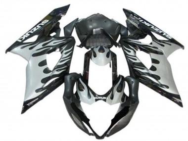 2005-2006 Suzuki GSXR 1000 Motorcycle Fairings - Black White Flame Canada