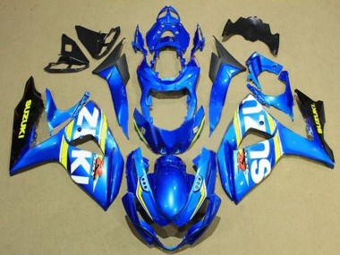 2009-2016 Suzuki GSXR 1000 Motorcycle Fairings - Blue White Yellow Stripe Black Canada