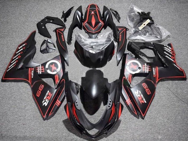 2009-2016 Suzuki GSXR 1000 Motorcycle Fairings - Matte Black Red Pinstripe Canada