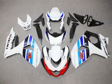 2009-2016 Suzuki GSXR 1000 Motorcycle Fairings - White Blue Red Black Stripe Canada