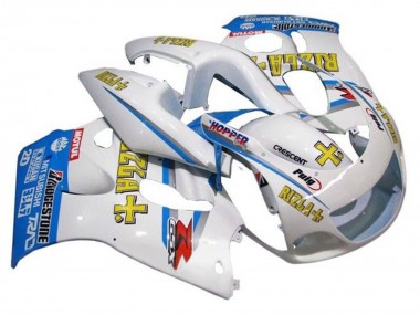 1996-2000 Suzuki GSXR 600 / GSXR 750 Motorcycle Fairings - White Blue Yellow Rizla Canada