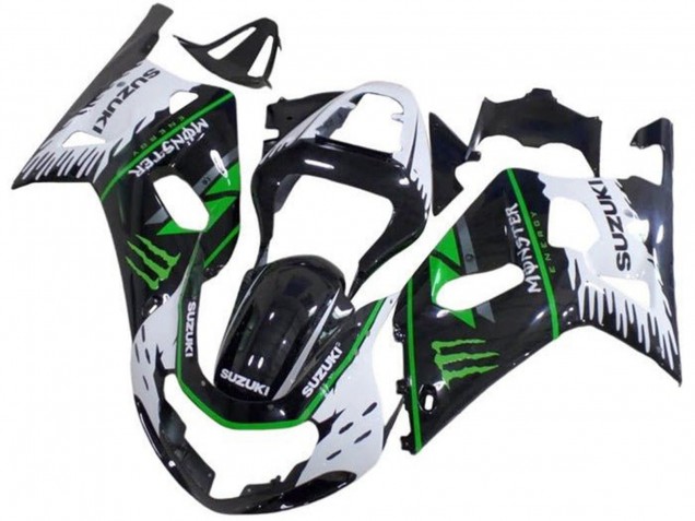 2001-2003 Suzuki GSXR 600 / GSXR 750 Motorcycle Fairings - White Black Green Monster Canada