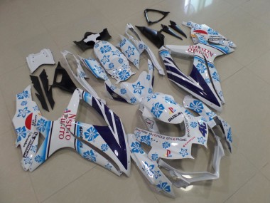 2008-2010 Suzuki GSXR 600 / GSXR 750 Motorcycle Fairings - White Blue Flower Red Nastro Azzurro Canada