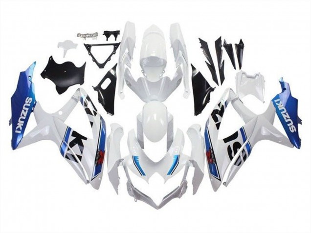 2008-2010 Suzuki GSXR 600 / GSXR 750 Motorcycle Fairings - White Blue Stripe Canada