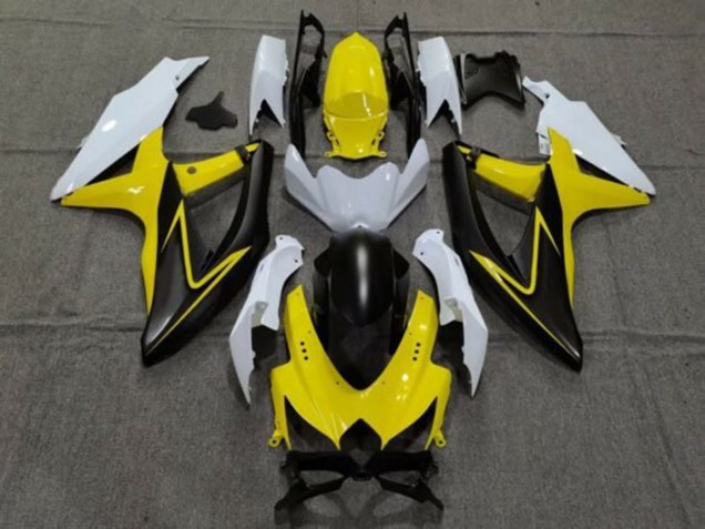 2008-2010 Suzuki GSXR 600 / GSXR 750 Motorcycle Fairings - White Yellow Grey Black Canada