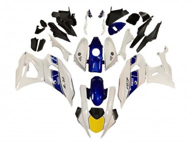 2021-2024 Yamaha YZF R7 Motorcycle Fairings - White Yellow Blue Stripe Canada