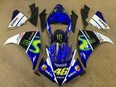 2009-2011 Yamaha YZF 1000 R1 Motorcycle Fairings - Blue White Black Green MoviStar Monster Canada