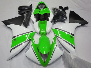2009-2011 Yamaha YZF 1000 R1 Motorcycle Fairings - White Green Matte Black Canada