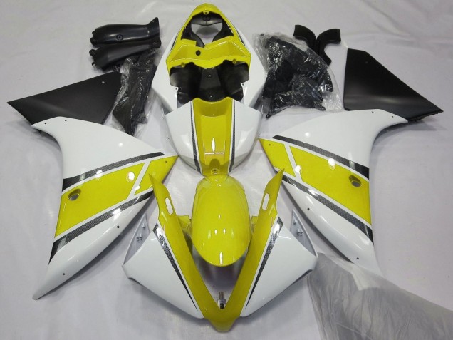 2009-2011 Yamaha YZF 1000 R1 Motorcycle Fairings - White Yellow Matte Black Canada