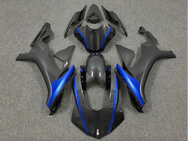 2015-2019 Yamaha YZF 1000 R1 Motorcycle Fairings - Faux Carbon Fiber Blue Canada