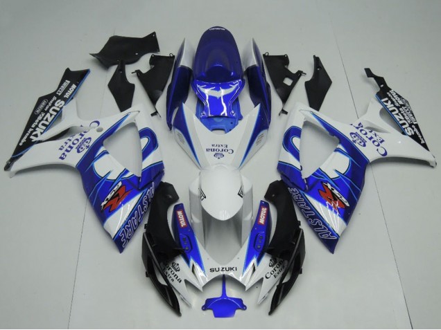 2006-2007 Suzuki GSXR 600 / GSXR 750 Motorcycle Fairings - White Blue Black Corona Extra Motul Canada