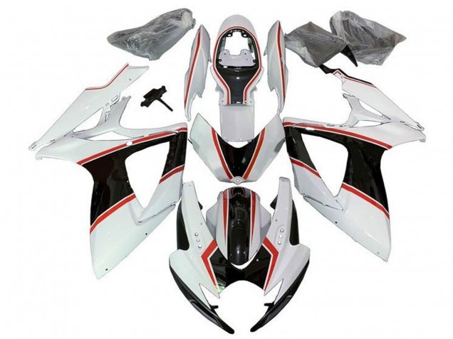 2006-2007 Suzuki GSXR 600 / GSXR 750 Motorcycle Fairings - White Orange Black Pinstripe Canada