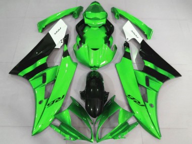 2006-2007 Yamaha YZF R6 Motorcycle Fairings - White Green Glossy Black Canada
