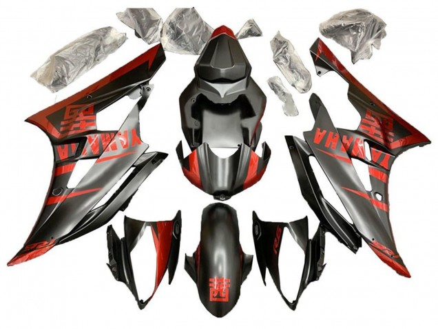 2006-2007 Yamaha YZF R6 Motorcycle Fairing - Red Matte Black Canada