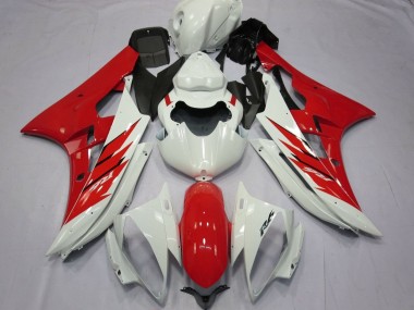 2006-2007 Yamaha YZF R6 Motorcycle Fairing - White Red Canada