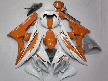 2006-2007 Yamaha YZF R6 Motorcycle Fairings - White Orange Canada