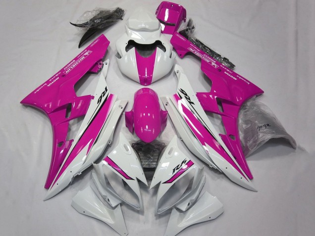 2006-2007 Yamaha YZF R6 Motorcycle Fairings - White Pink Canada