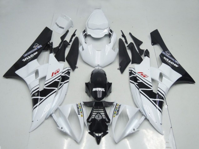2006-2007 Yamaha YZF R6 Motorcycle Fairings - White Glossy Black Motul Michelin Canada
