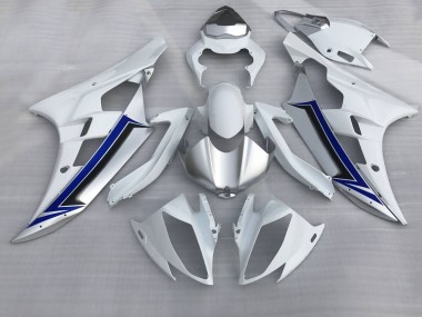 2006-2007 Yamaha YZF R6 Motorcycle Fairings - White Silver Blue Black Canada