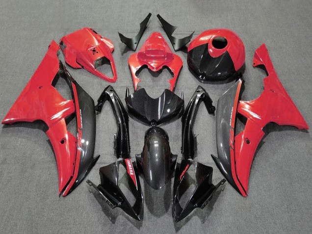 2008-2016 Yamaha YZF R6 Motorcycle Fairings - Red Black Carbon Fiber Style Canada