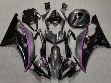 2008-2016 Yamaha YZF R6 Motorcycle Fairings - Black Carbon Fiber Style Purple Canada