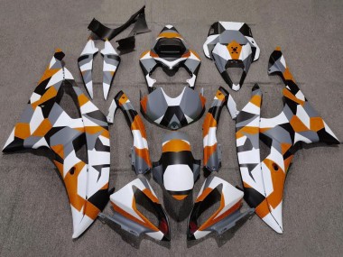 2008-2016 Yamaha YZF R6 Motorcycle Fairings - White Orange Grey Black Camouflage Canada