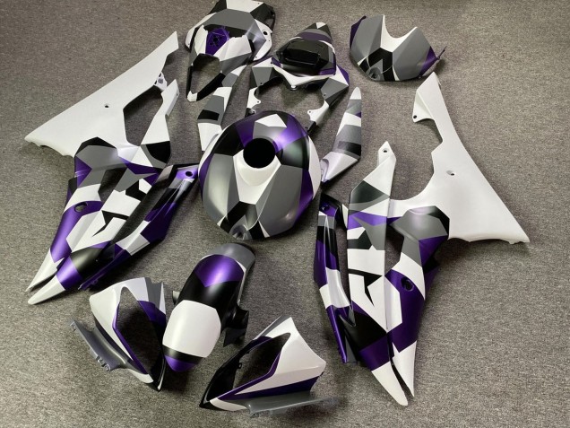 2008-2016 Yamaha YZF R6 Motorcycle Fairings - White Purple Grey Black Camouflage Canada