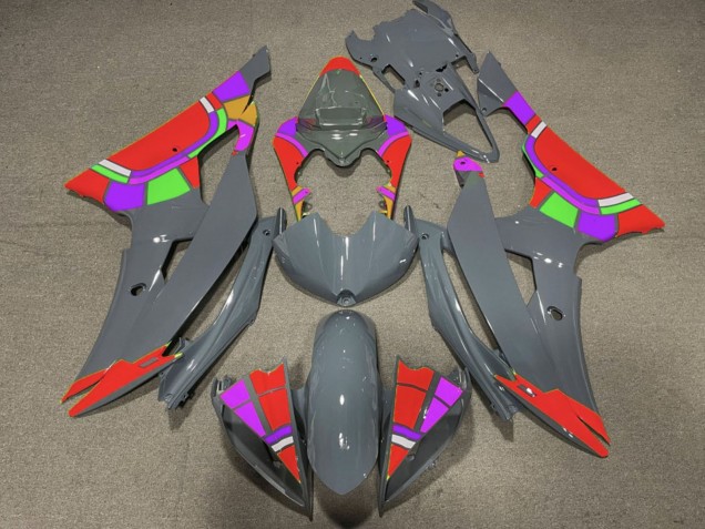 2008-2016 Yamaha YZF R6 Motorcycle Fairings - Nardo Grey Red Color Wheel Canada