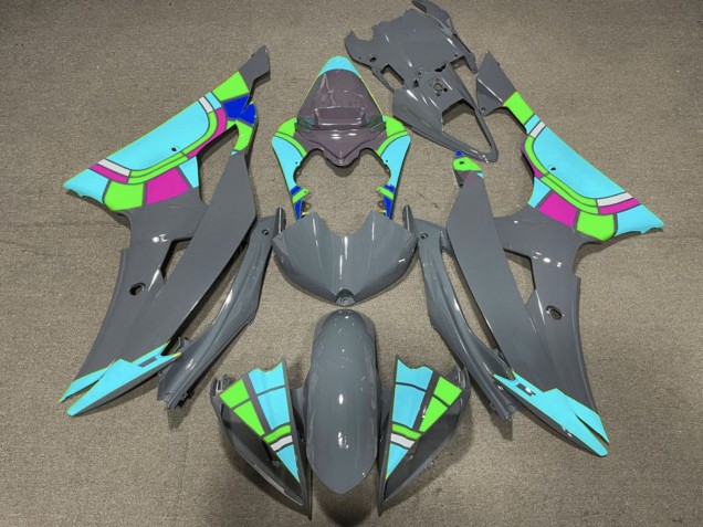 2008-2016 Yamaha YZF R6 Motorcycle Fairings - Nardo Grey Turquoise Blue Color Wheel Canada