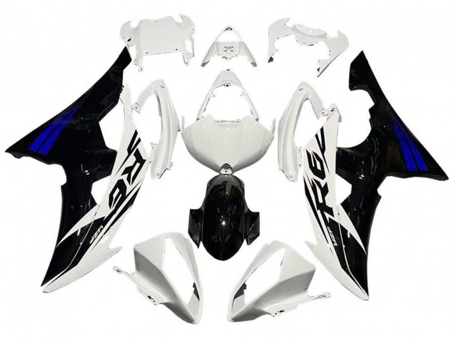 2008-2016 Yamaha YZF R6 Motorcycle Fairings - White Blue Glossy Black Canada