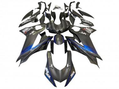 2017-2023 Yamaha YZF R6 Motorcycle Fairings - Blue Black Faux Carbon Fiber Canada