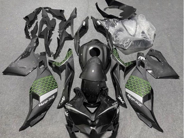 2019-2025 Kawasaki ZX4R ZX-4RR Motorcycle Fairings - Faux Carbon Fiber Green Grey Canada