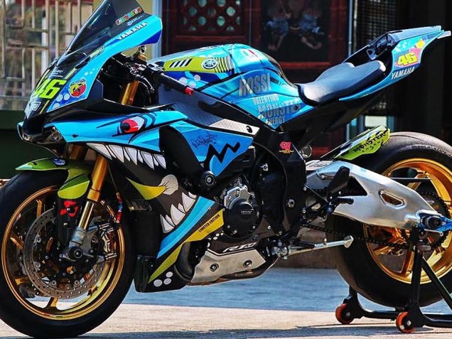 2015-2019 Yamaha YZF R1 Motorcycle Fairings - Blue Yellow Shark Canada