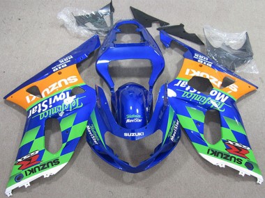 2001-2003 Suzuki GSXR 600 Motorcycle Fairings - Blue Orange Green Telefumica MoviStar Canada
