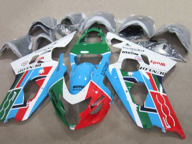 2004-2005 Suzuki GSXR 600 Motorcycle Fairings - White Blue Green Red Motul Canada