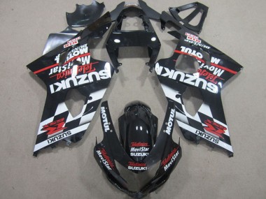 2004-2005 Suzuki GSXR 600 Motorcycle Fairings - Glossy Black Red White Telefumica MoviStar Canada